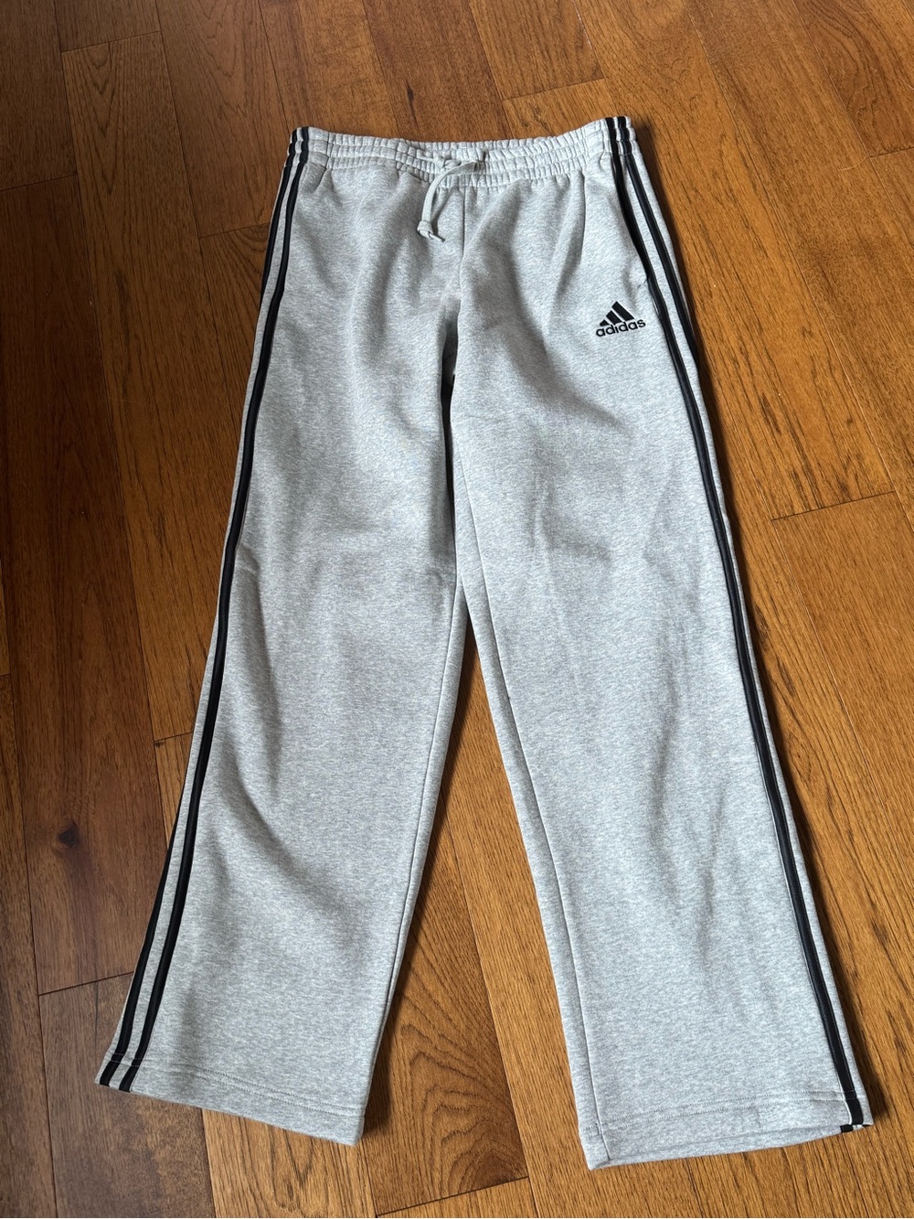 adidas Grey Sweatpants with Black Side Stripes- men’s medium- straight leg